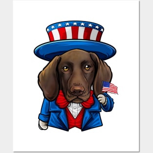 Fourth of July German Shorthaired Pointer Posters and Art